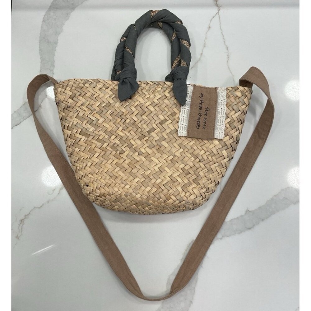 Zara Straw Mini Tote With Crossbody Strap